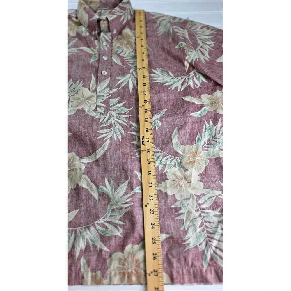 Cooke Street Honolulu Mens Aloha Shirt red Green Tropical Floral Cotton Medium